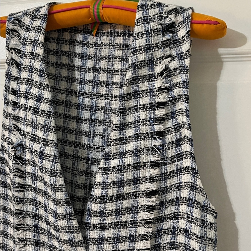 Zara Tweed Plaid Mini Dress in Blue/Black/White Size XS - Picture 2 of 7
